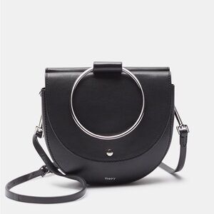 Theory Whitney Hoop Bag in Nappa Leather (Black/Silver)